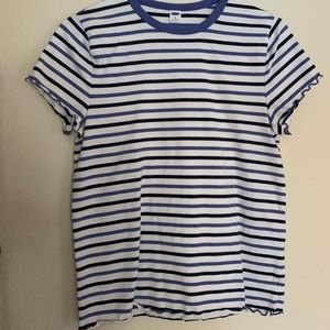 Lettuce-Sleeve Striped Tee